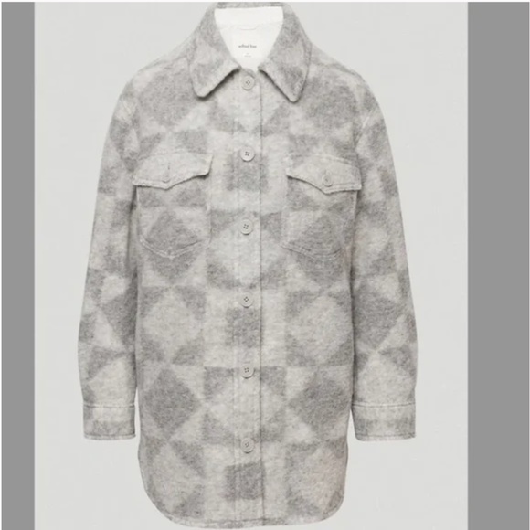 BNWT- Aritzia Wilfred Free Ganna Wool Jacket Diamond Print Grey (XXS) - Picture 1 of 12